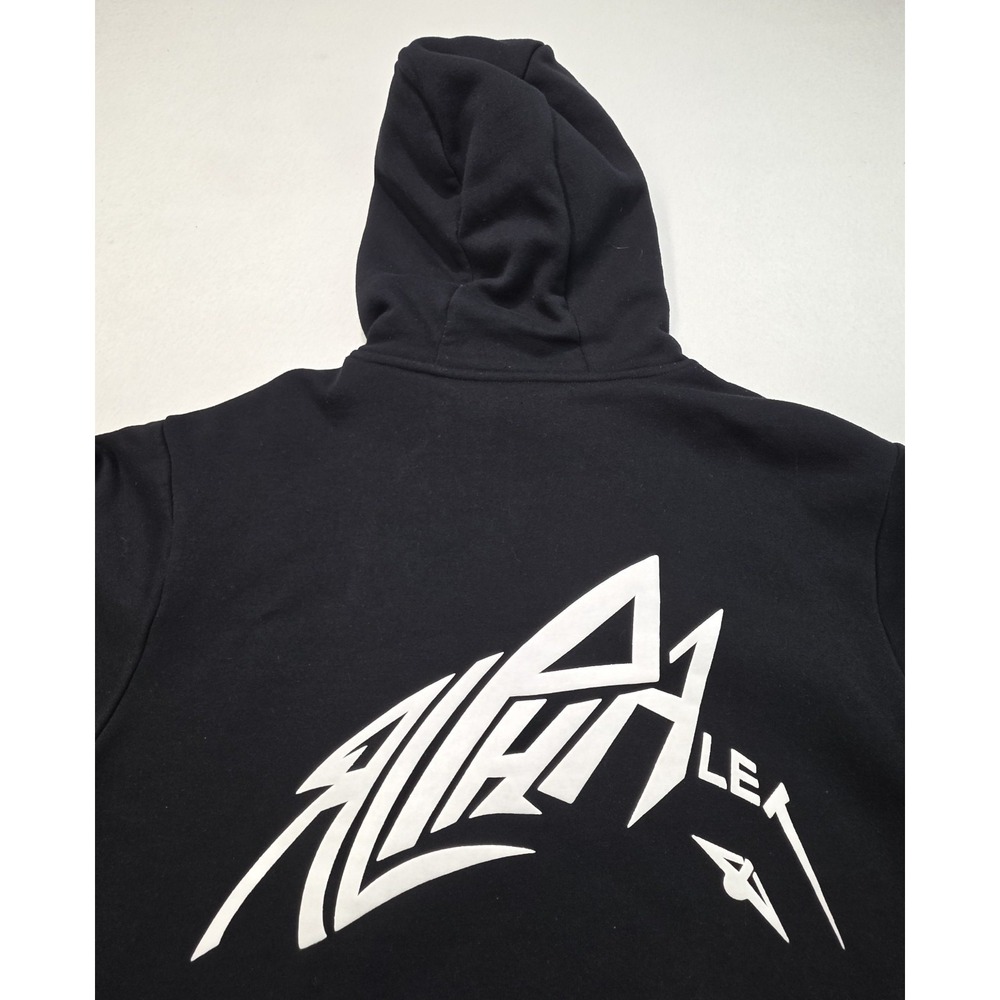 Alphalete Hoodie Mens M‎ Black Pullover Fleece Graphic Raised Rubber Print